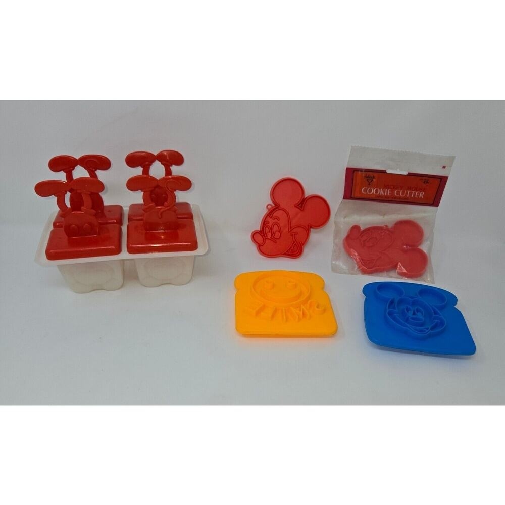 Mickey Mouse Vintage Popsicle Mold Cookie Cutter Sandwich Press Lot of 5 Disney - Picture 1 of 16